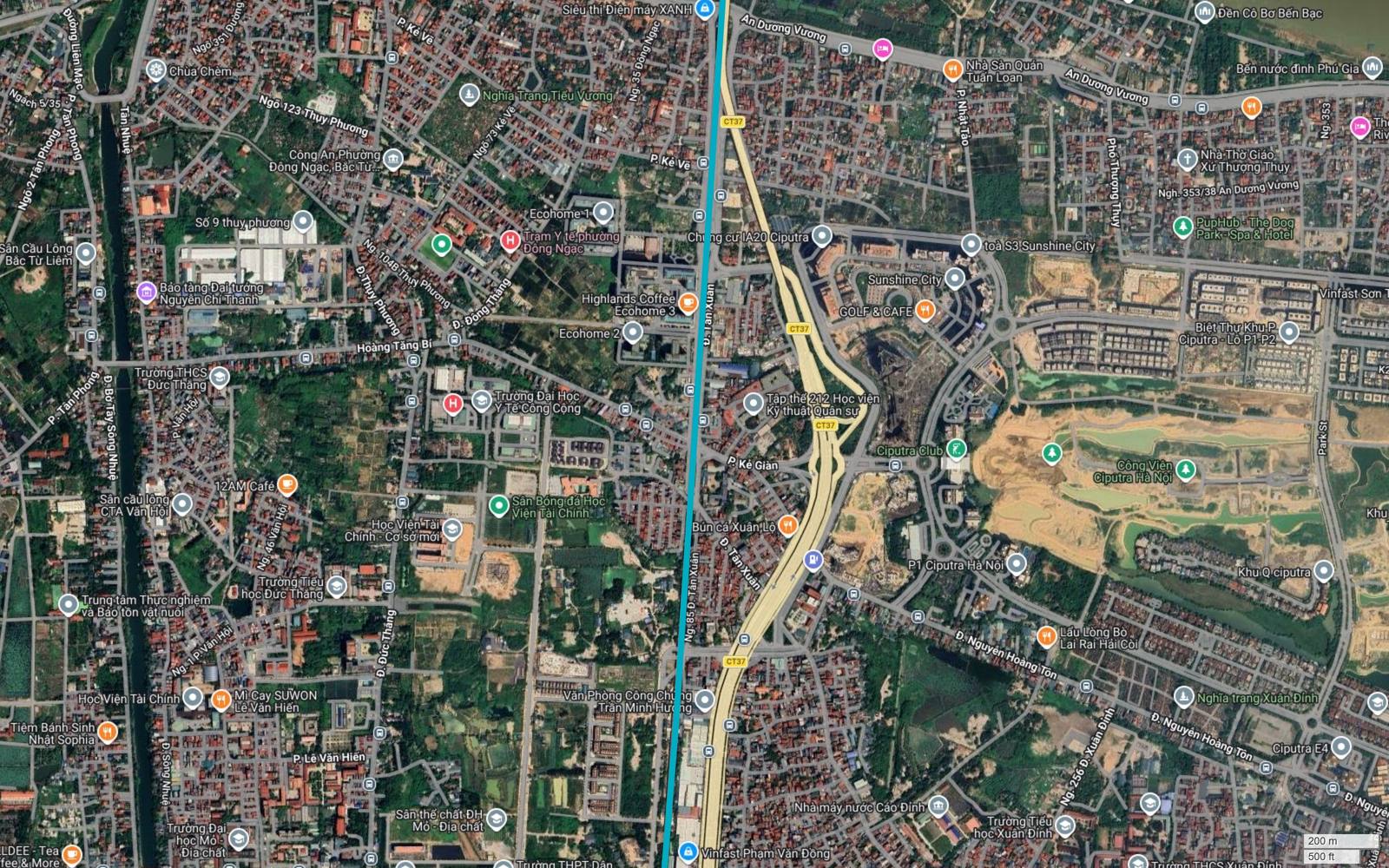 Tuyến metro số 6 Hà Nội chạy sát mép tây trục Phạm Văn Đồng thuộc Vành đai 3, đi qua khu vực Ciputra và Đức Thắng